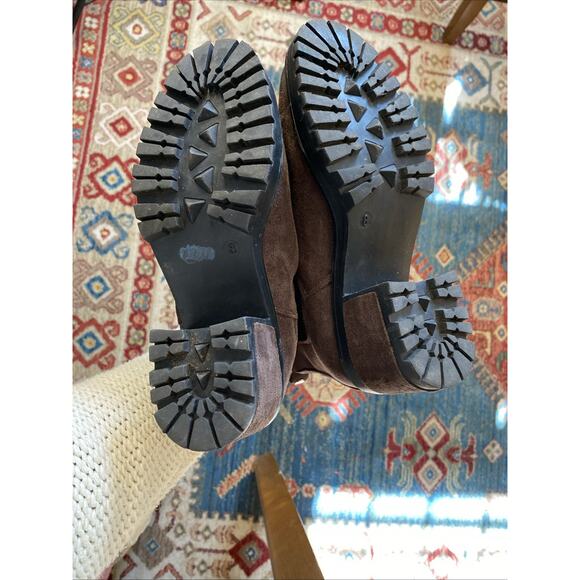 Seven for All Mankind Chelsea Berlin Boots 8 Faux Brown Suede 90s Y2k Style Heel - Picture 11 of 12